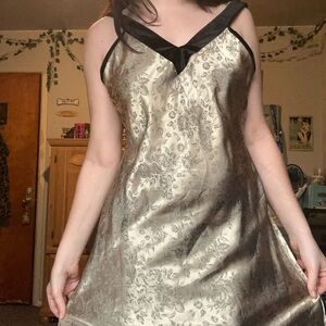 90s satin dress with velvet collar